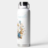 Prachtige Rozen, madeliefjes en een Blue Jay Waterfles (Achterkant)