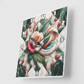 Prachtige Rozen mozaïekkunst met kleurrijke blader Vierkante Klok (Hoek)