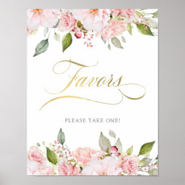Prachtige Rozen | Pink Floral Gold Wedding Favors Poster