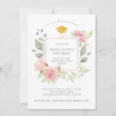 Prachtige Rozen | Roze Floral Graduy Party Kaart (Voorkant)