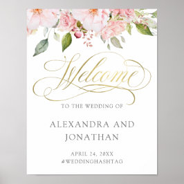 Prachtige Rozen | Welkom Floral Gold Weduwschap Poster