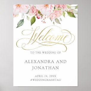 Prachtige Rozen   Welkom Floral Gold Weduwschap Poster