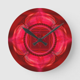 Prachtige Ruby Red Mandala Clock! Ronde Klok