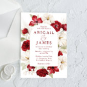 Prachtige Ruby Red & White Bloemen bruiloft Kaart