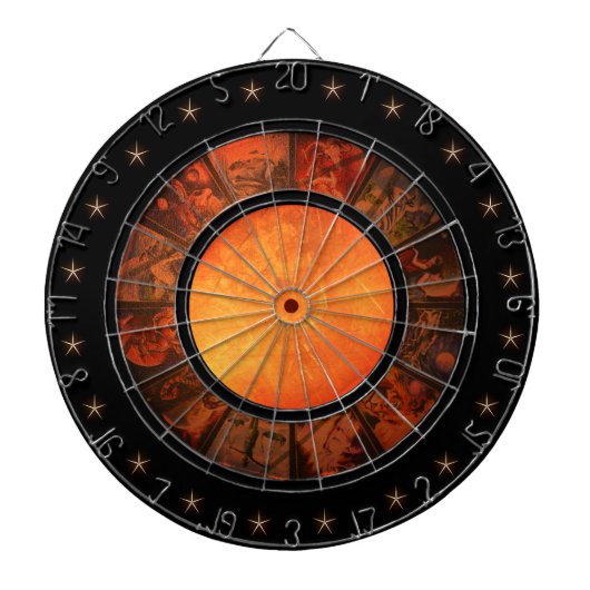 Prachtige Rust Zodiac Wheel Regulation Dartbord (Voorkant)