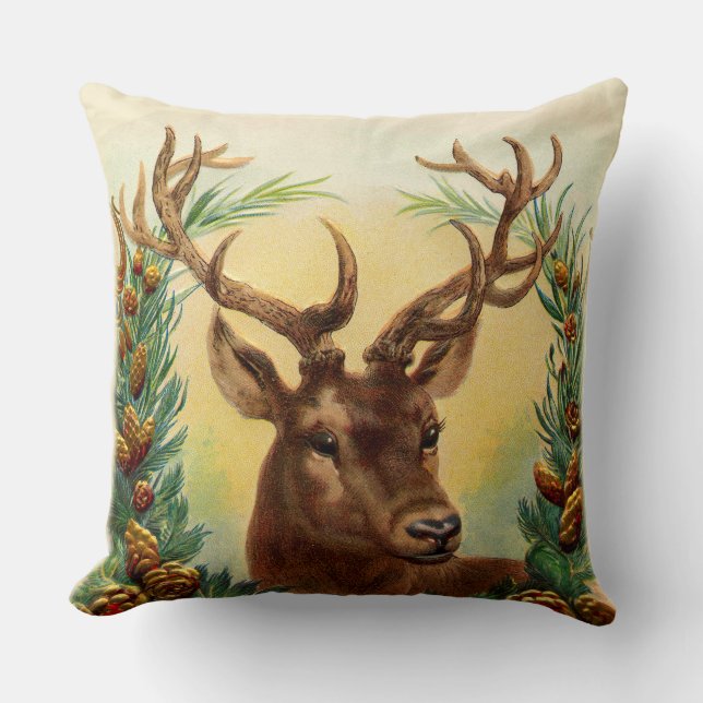 Prachtige Rustic  Deer Head en Waarde Kussen (Voorkant)