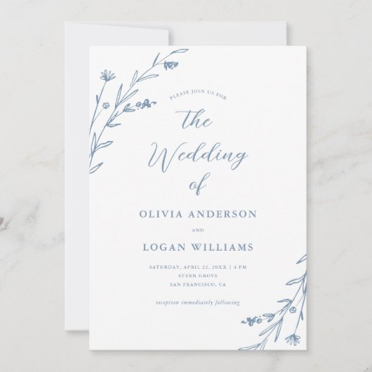 Prachtige rustieke stoffige blauwe wilde bloem Boh Kaart (Voorkant)