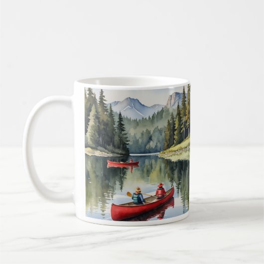 Prachtige rustige Lake Red Canoe boot Koffiemok (Links)