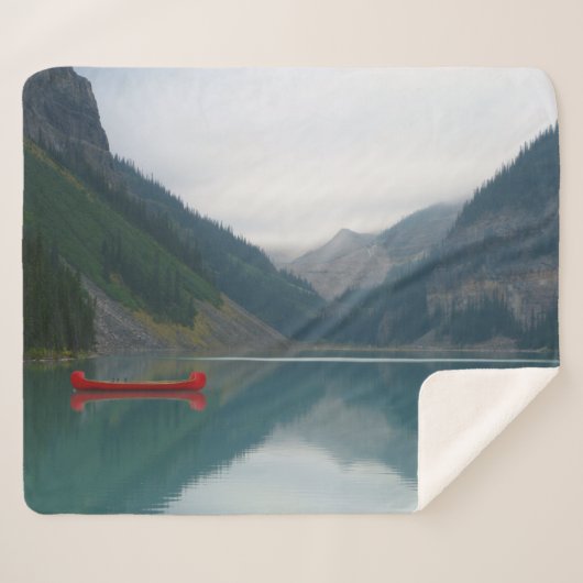 Prachtige rustige Lake Red Canoe boot Sherpa Deken (Voorkant (horizontaal))