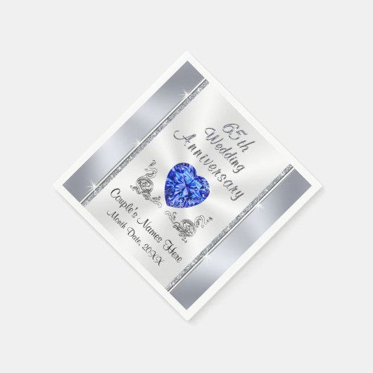 Prachtige saffier 65e huwelijksjubileum servetten (Hoek)