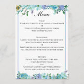 Prachtige saffier blauw bloemenbruiloft menu (Voorkant)