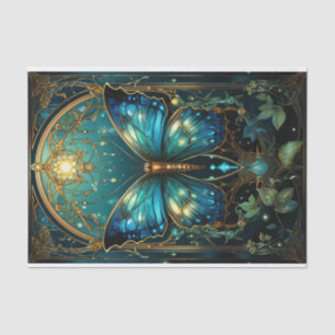 Prachtige saffier blauwe vlinder tissuepapier