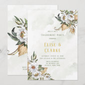 Prachtige Sage en White Peony Engagement Party Kaart (Voorkant / Achterkant)