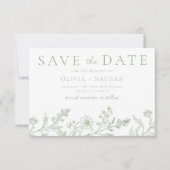 Prachtige Sage Lijn Kunst Bruiloft Save The Date (Voorkant)