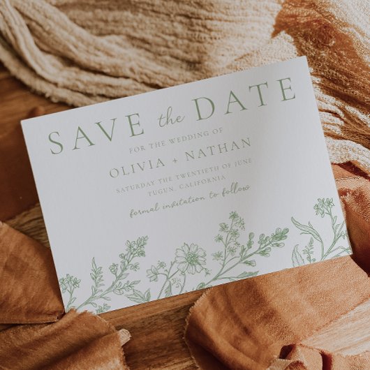 Prachtige Sage Lijn Kunst Bruiloft Save The Date