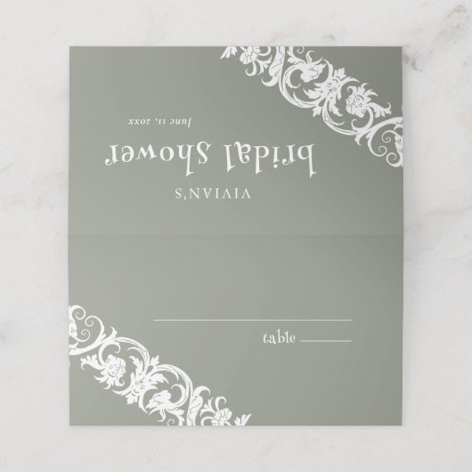 Prachtige saliegroene griezelige gezicht bloemrijk plaatskaartje (Buitenkant ongevouwen)