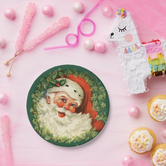 Prachtige  Santa Claus Afbeelding Papieren Bordje (Feest)