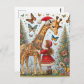 Prachtige Santa Giraffe en kind Briefkaart (Voorkant / Achterkant)