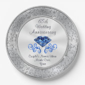 Prachtige Sapphire 65th Wedding Jubileum Borden Papieren Bordje (Voorkant)
