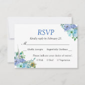Prachtige Sapphire Blue Floral Chic Bruiloft RSVP (Voorkant)