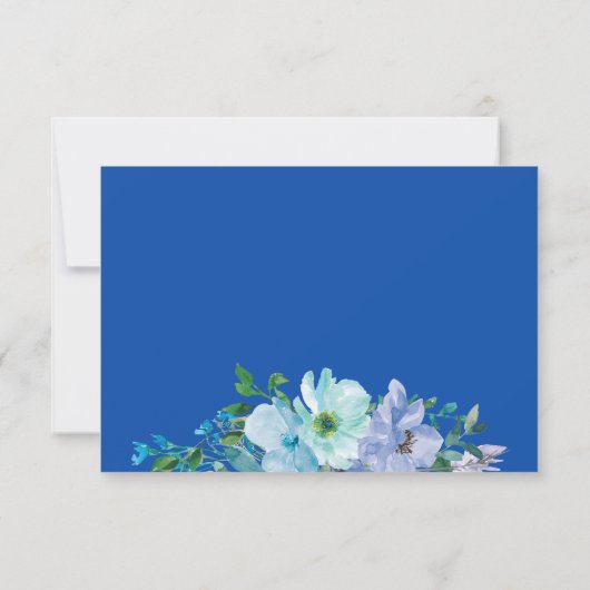 Prachtige Sapphire Blue Floral Chic Bruiloft RSVP (Achterkant)