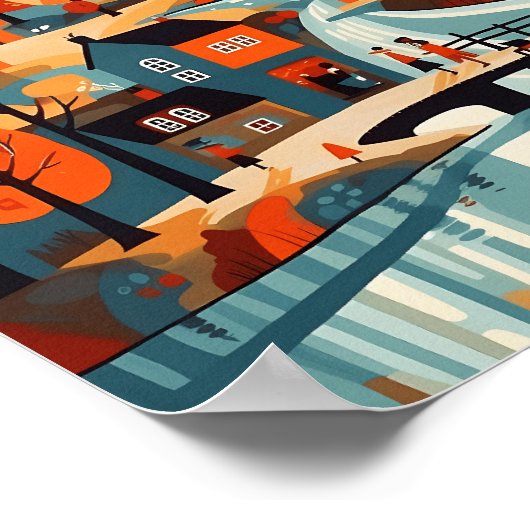 Prachtige Scandi Village Art Poster (Hoek)