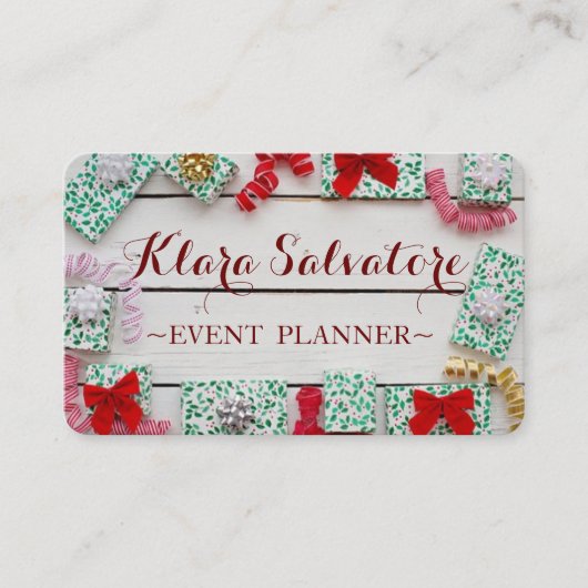 Prachtige Schattige kerstcadeautjes Visitekaartje (Voorkant)