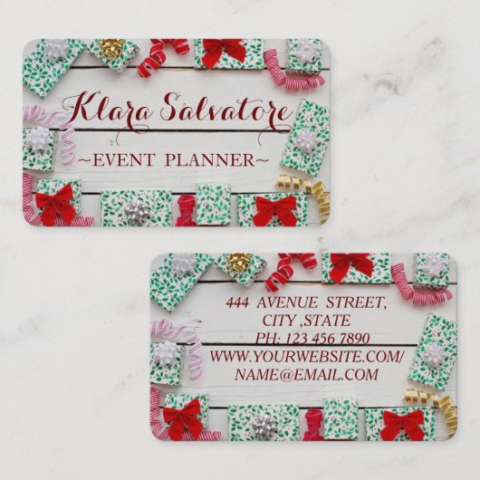 Prachtige Schattige kerstcadeautjes Visitekaartje (Voorkant / Achterkant)