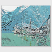 Prachtige Schilderachtig stad Alpine Mountain Cadeaupapier (Vlak)