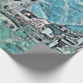 Prachtige Schilderachtig stad Alpine Mountain Cadeaupapier (Hoek)