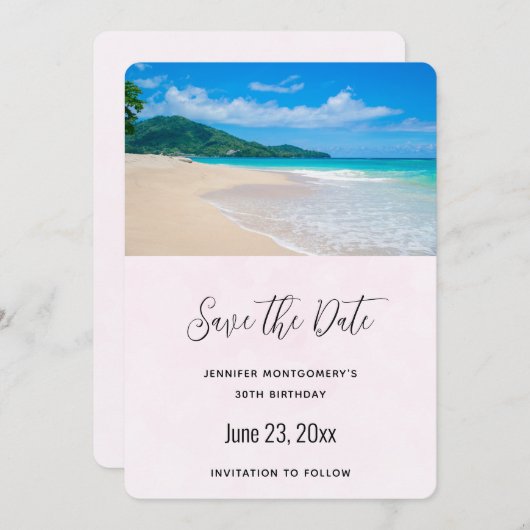 Prachtige Schilderachtig tropische bestemming Save The Date (Voorkant / Achterkant)