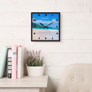 Prachtige Schilderachtig tropische bestemming Vierkante Klok