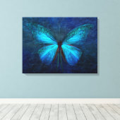Prachtige schilderijen van blauwe vlinder canvas afdruk (Insitu (Houten vloer))