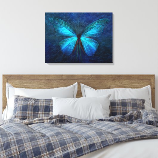 Prachtige schilderijen van blauwe vlinder canvas afdruk (Insitu (Slaapkamer))
