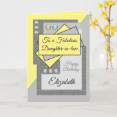 Prachtige schoondochter verjaardag geel grijs kaart (Gele Bloem)