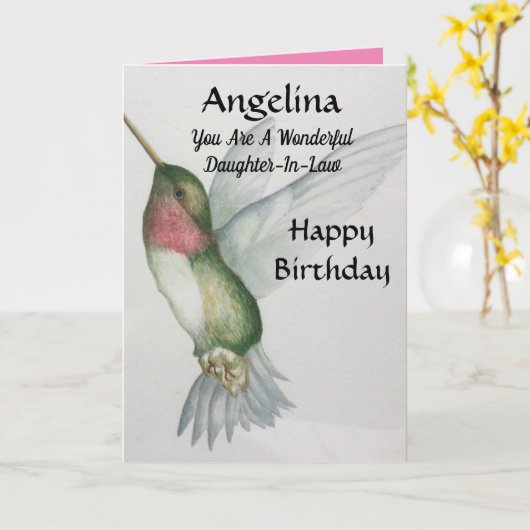 Prachtige schoondochter verjaardag lieve vogel kaart (Gele Bloem)