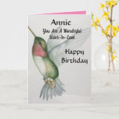 Prachtige schoonzus verjaardag lieve kolibrie kaart (Gele Bloem)