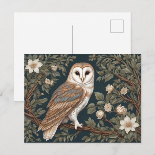 Prachtige schuur uil William Morris geïnspireerd Briefkaart (Voorkant / Achterkant)