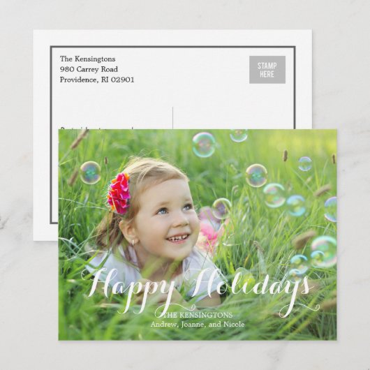 Prachtige Script Holiday-fotokaart Feestdagenkaart (Voorkant / Achterkant)