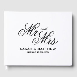 Prachtige scripttypografie Mr. en Mrs. Wedding Gastenboek