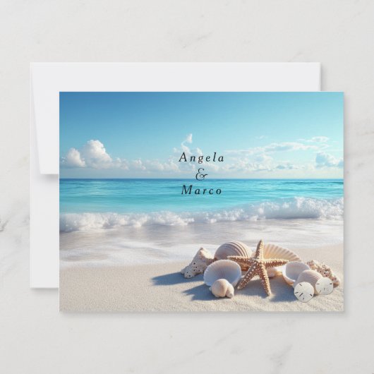Prachtige Seashells Starfish Beach bruiloft Kaart (Achterkant)