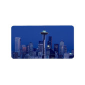 Prachtige Seattle Washington Downtown Space Needle Etiket (Voorkant)
