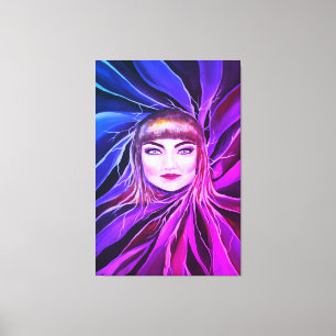 Prachtige sensual Mysterious Vrouw Pop Artwork Canvas Afdruk