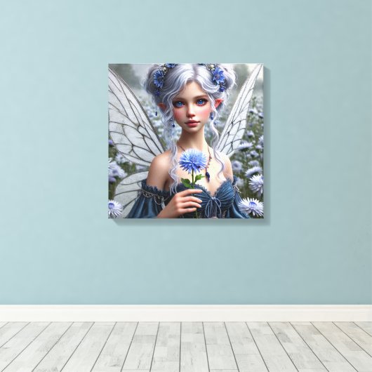 Prachtige septemberfee in Asters Canvas Afdruk (Insitu (Houten vloer))