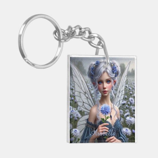 Prachtige septemberfee in Asters Sleutelhanger (Voorkant Links)