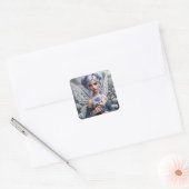 Prachtige septemberfee in Asters Vierkante Sticker (Envelop)