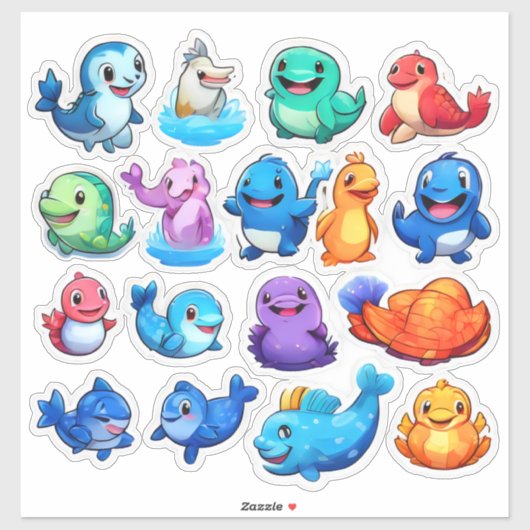 Prachtige set van cartoon dierlijke stickers (Vel)