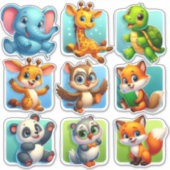 Prachtige set van cartoon dierlijke stickers (Voorkant)