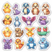 Prachtige set van cartoon dierlijke stickers (Voorkant)