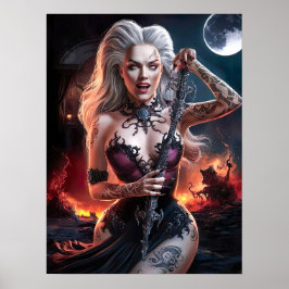 Prachtige Sexy Lady Vampire Witch Poster Art